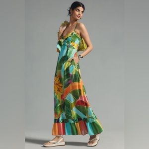 Anthropologie Farm Rio Tie-Waist Printed Dress Sz L